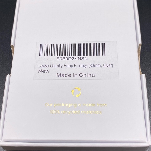 Lavisa Chunky Hoop Earrings 30mm SilverTone NIB - Picture 11 of 11